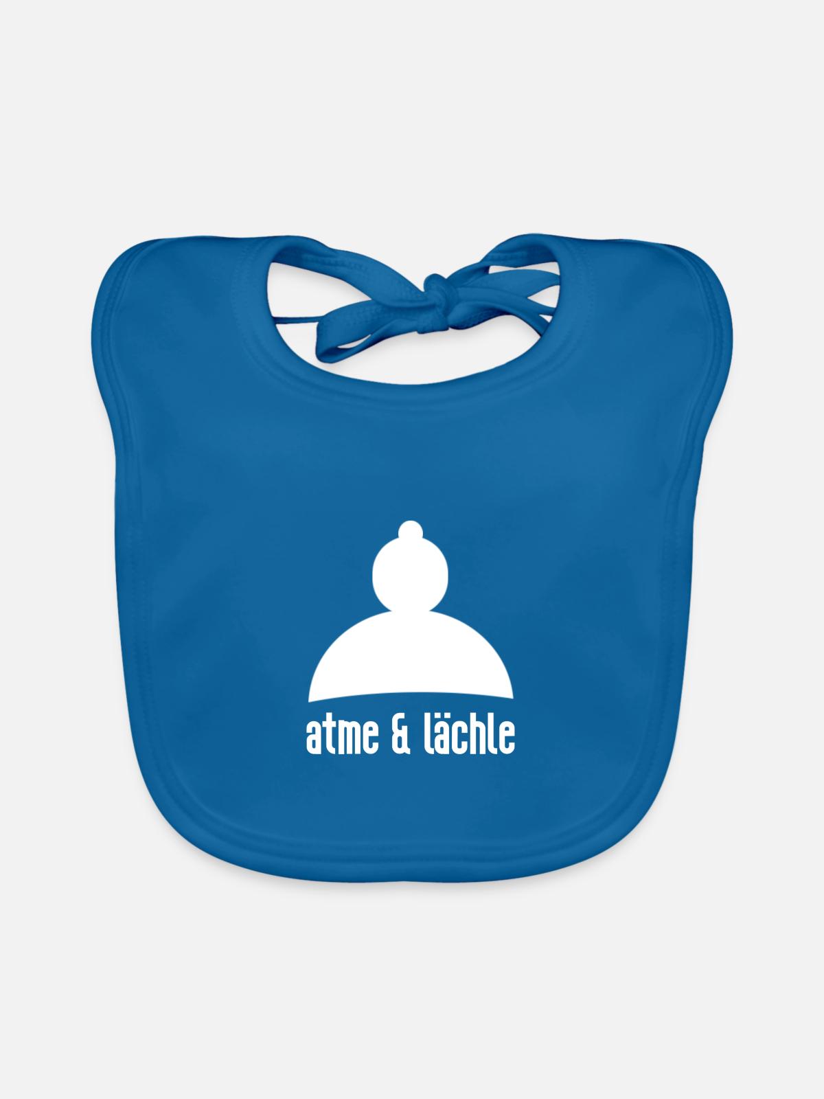 atme & lächle - Baby Bio-Lätzchen - Pfauenblau - Vorne