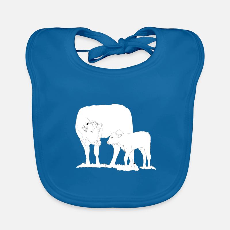 Cow with calf lineart Organic Baby Bibs