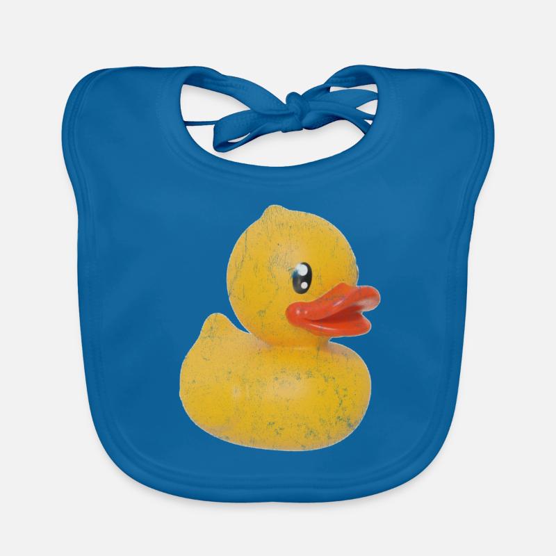 Canard de Bain Rétro - Bavoir bio Bébé - bleu paon