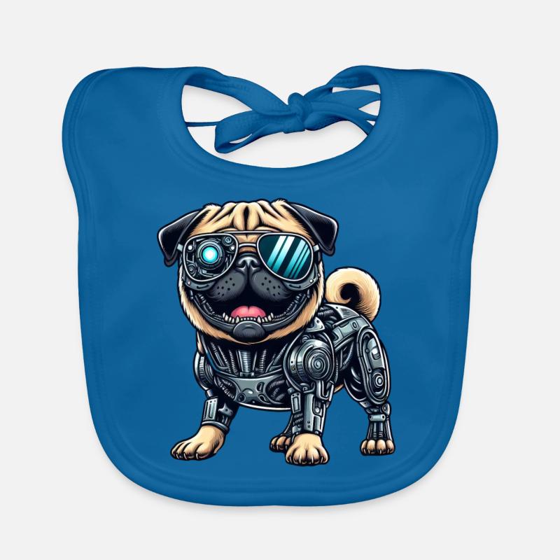 Pug Cyborg - Bionic Robot Dog Organic Baby Bibs
