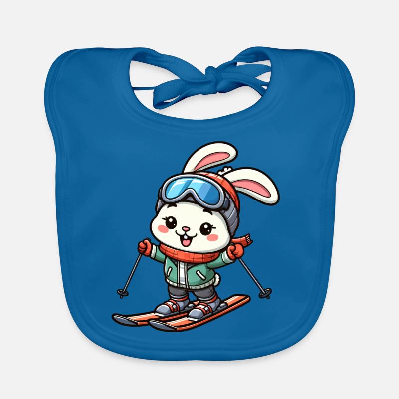 Snow bunny ski vacation skier rabbit design Organic Baby Bibs