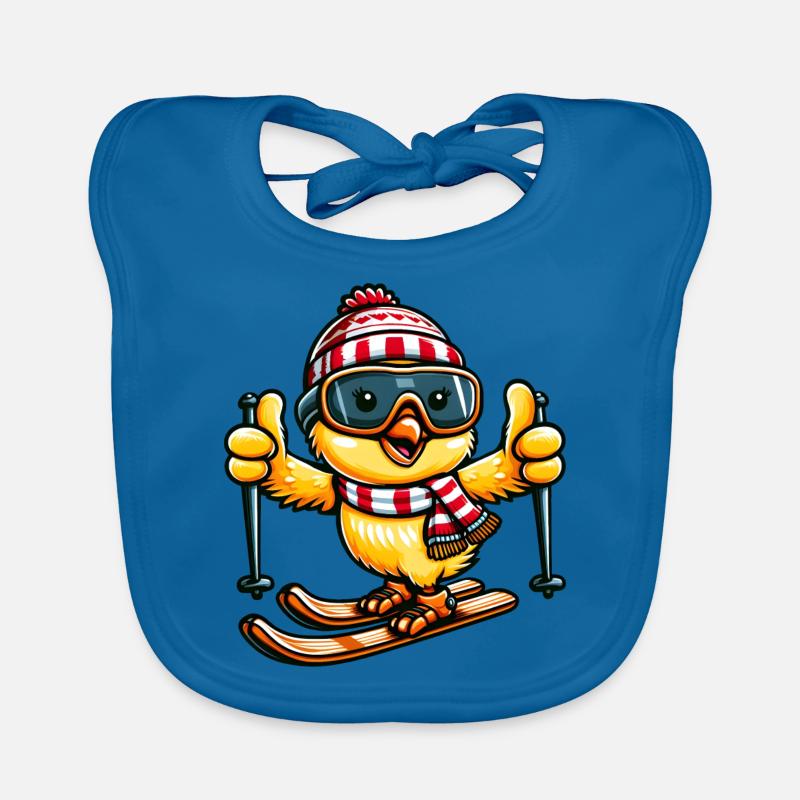 Chicken & Chick Ski Cartoon Winter Organic Baby Bibs