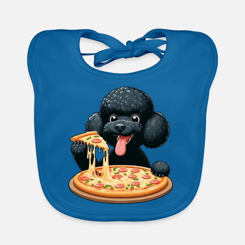Comic Poodle with Pizza Organic Baby Bibs