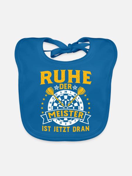 Ruhe Der Meister Ist Jetzt Dran Dartspieler Dart - Baby Bio-Lätzchen - Pfauenblau