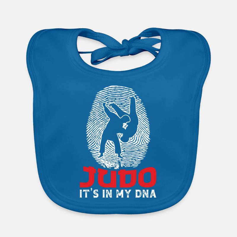Le judo, c’est dans mon ADN - Bavoir bio Bébé - bleu paon