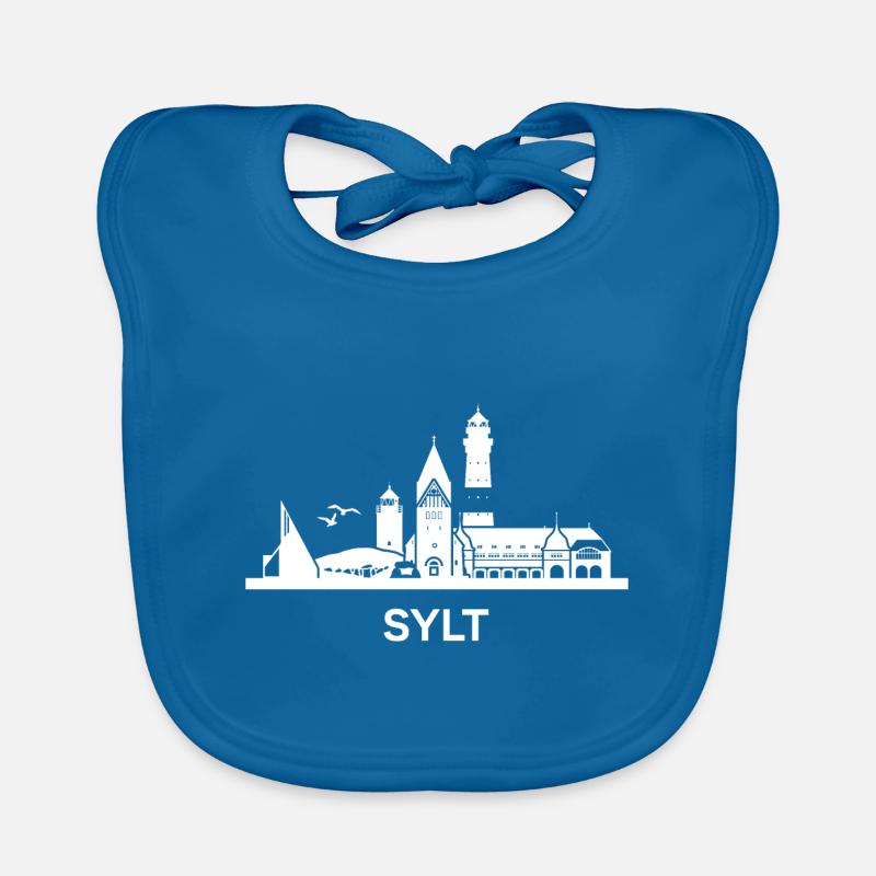 Sylt, weiß - Baby Bio-Lätzchen - Pfauenblau