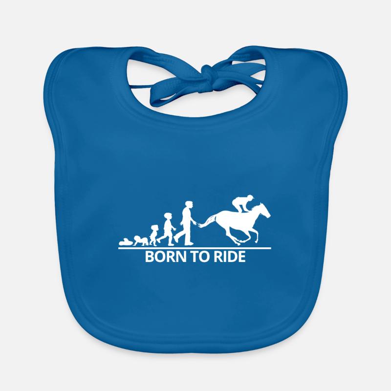 Cheval Evolution Cavalier Cavalier Cadeau Evolution - Bavoir bio Bébé - bleu paon