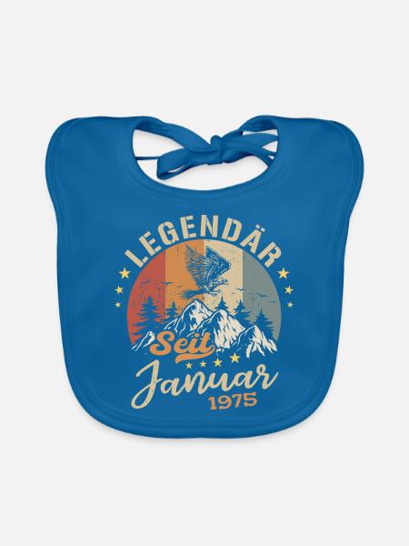 Legendär seit Januar 1975 Geburtstag - Baby Bio-Lätzchen - Pfauenblau