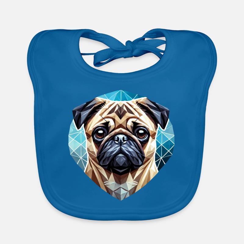 Pug Face Geometry Art Organic Baby Bibs