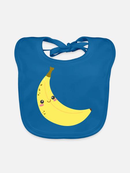 Happy Banane optimal für Kinder - Baby Bio-Lätzchen - Pfauenblau - Vorne