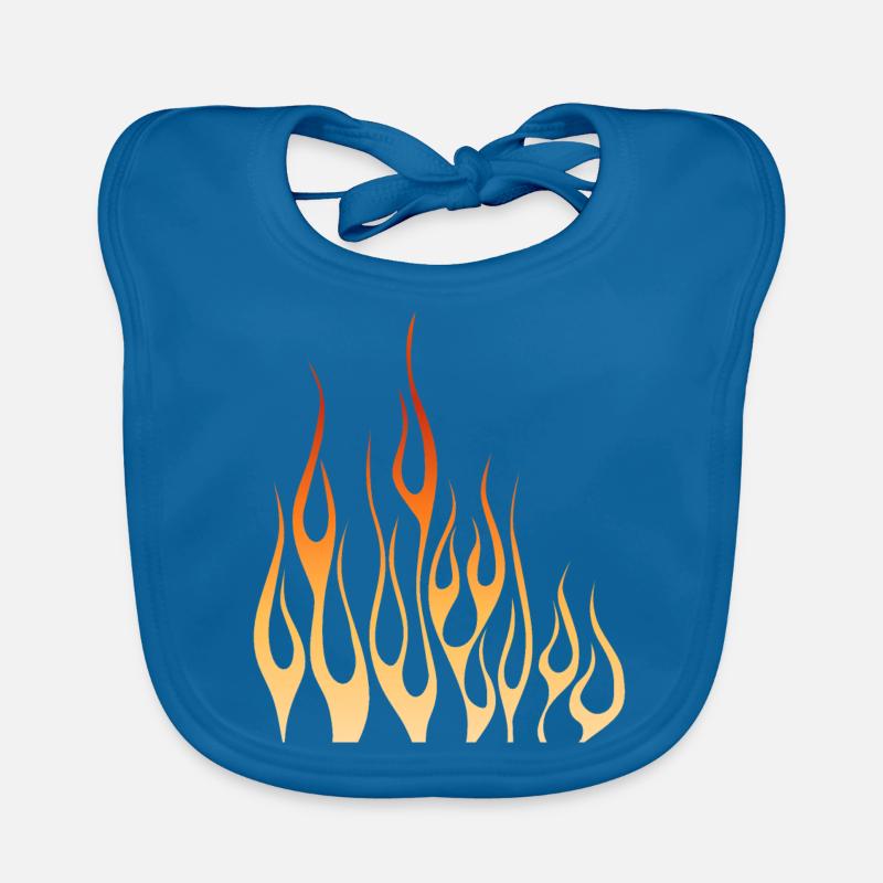 feu flamme flame - Bavoir bio Bébé - bleu paon