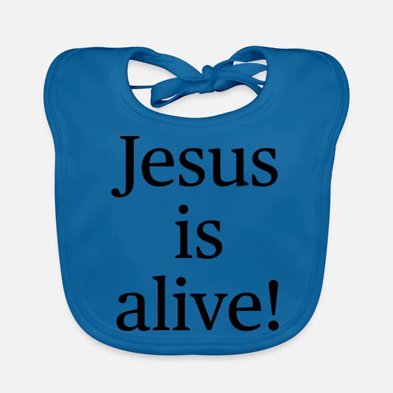 Jésus est vivant - Bavoir bio Bébé - bleu paon