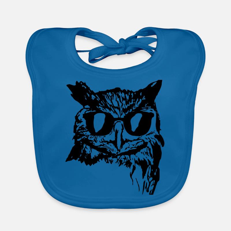 Eule mit Sonnenbrille Schwarz Geschenkidee Baby Bio-Lätzchen