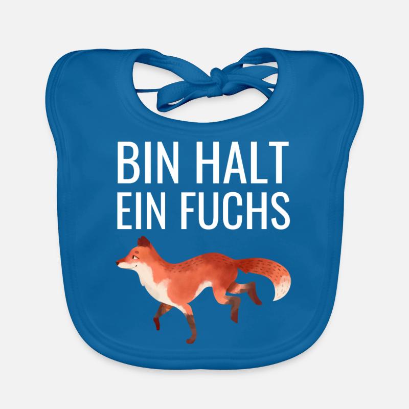 Lustiges Geschenk Waldbewohner Waldtier Fuchs - Baby Bio-Lätzchen - Pfauenblau