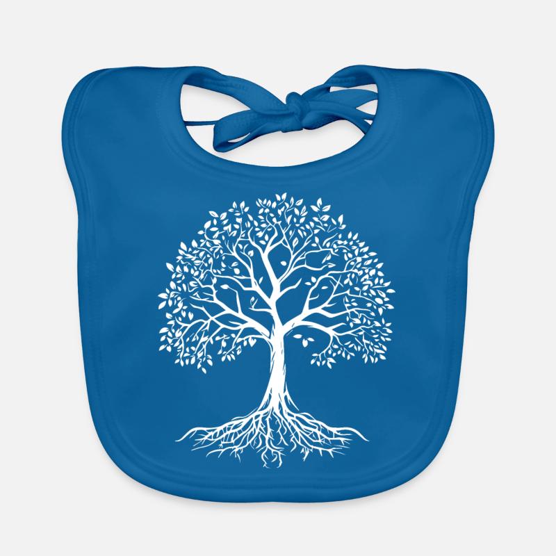 Symbole de l’arbre de vie Arbre de vie - Bavoir bio Bébé - bleu paon