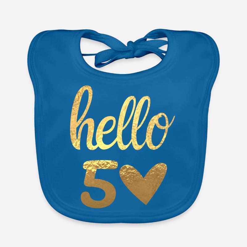 Hello 50 doré - Bavoir bio Bébé - bleu paon