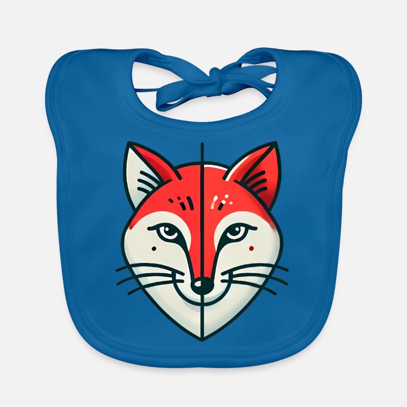 Geometric Split Fox Illustration Organic Baby Bibs