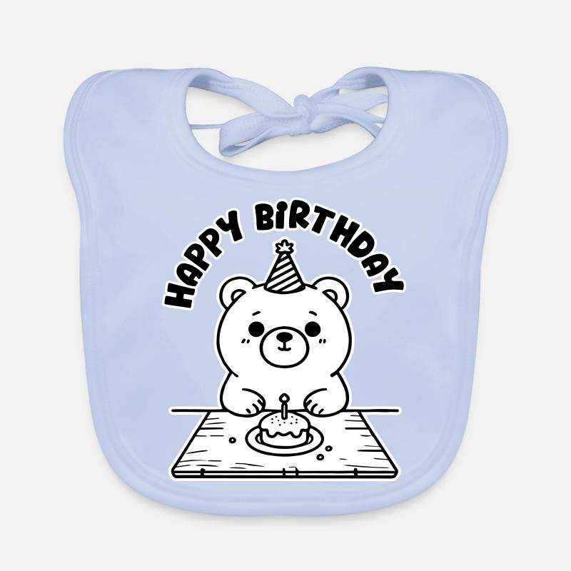 Geburtstagsbär mit Kuchen - Happy Birthday Design Baby Bio-Lätzchen