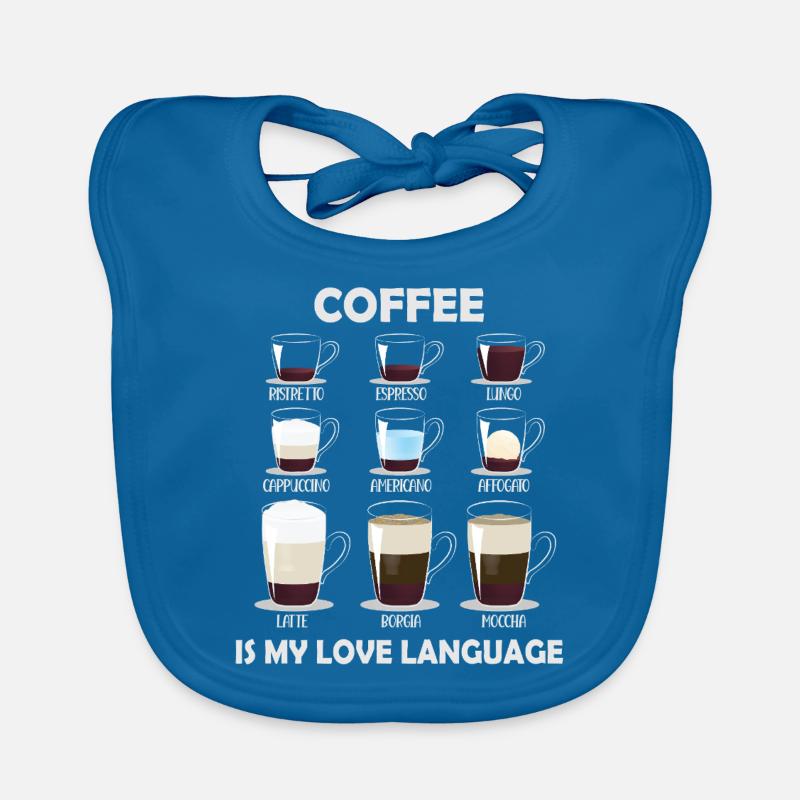 Le café est ma langue d’amour - Bavoir bio Bébé - bleu paon
