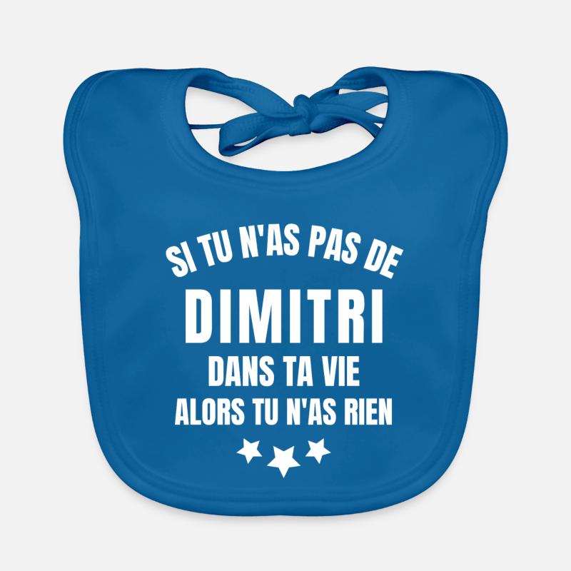 Dimitri, prénom Dimitri, anniversaire Dimitri - Bavoir bio Bébé - bleu paon