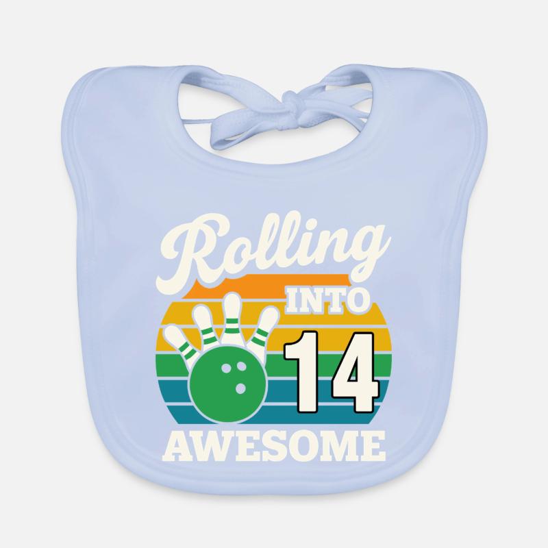 Rétro Bowling 14e anniversaire Design Bavoir bio Bébé