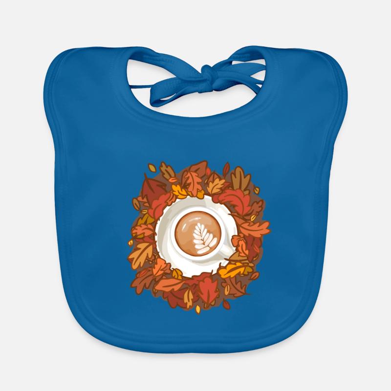 Leaves are Falling, Coffee is Calling - Baby Bio-Lätzchen - Pfauenblau