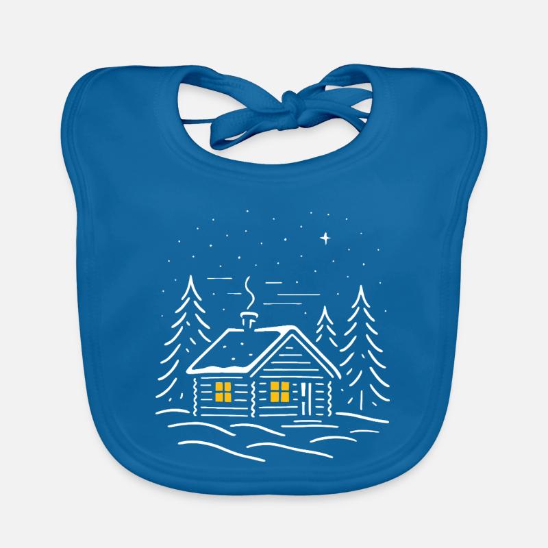 Cabane enneigée lumineuse au sapin Bavoir bio Bébé