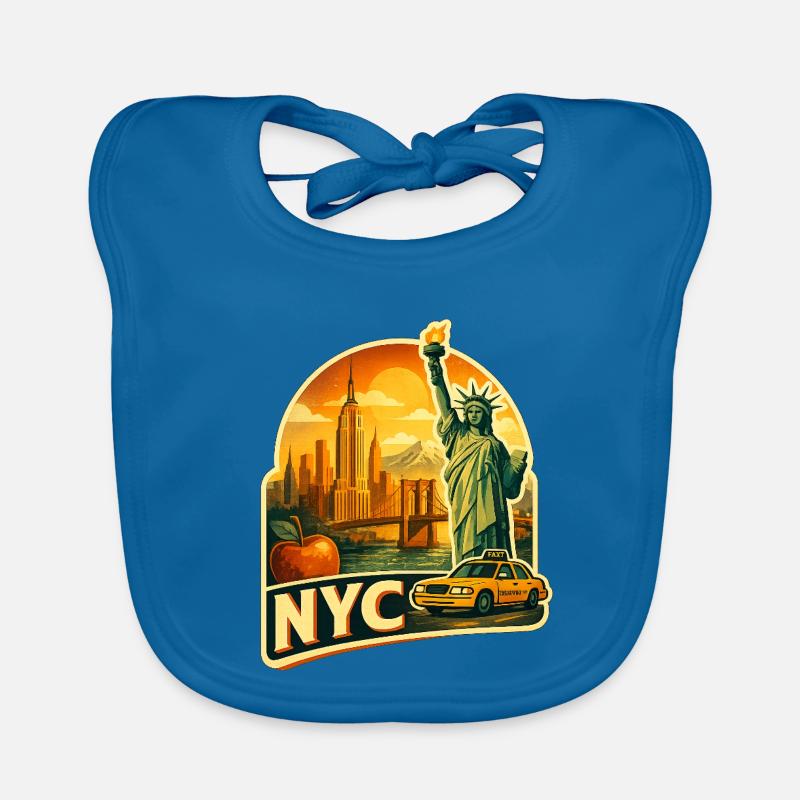 Retro NYC Skyline-Aufkleber - Baby Bio-Lätzchen - Pfauenblau