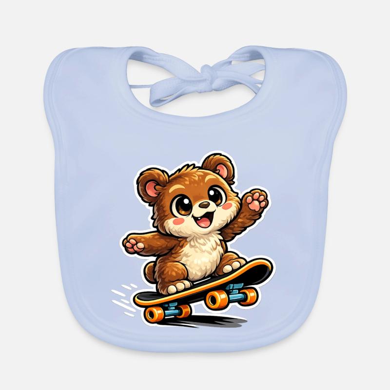 Aventure de skateboard de Cuddly Bear Bavoir bio Bébé