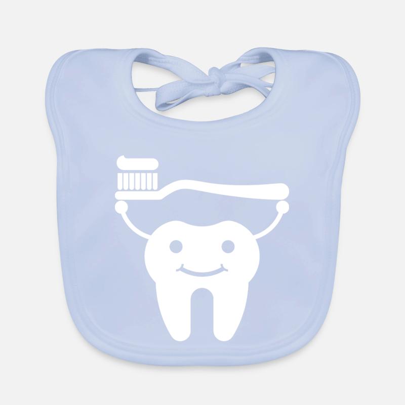 Dent avec brosse à dents et dentifrice Bavoir bio Bébé