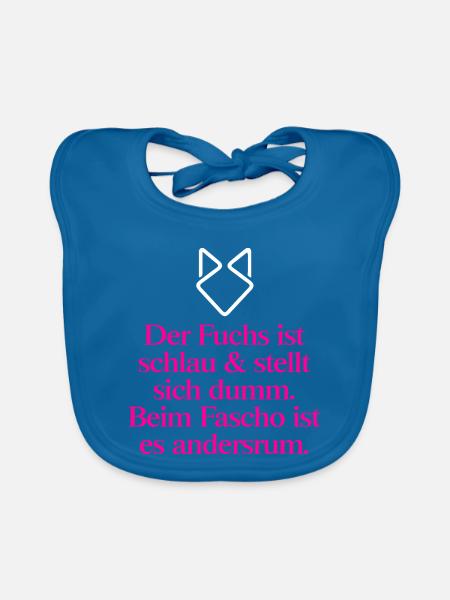 Gegen Rechts: Der listige Fuchs gegen Faschismus - Baby Bio-Lätzchen - Pfauenblau - Vorne