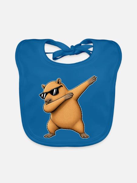 Dabbing Capybara mit Sonnenbrille - Baby Bio-Lätzchen - Pfauenblau