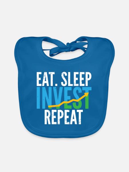 Investment Investor I Trading Eat Sleep Invest - Organic Baby Bibs - peacock-blue - Front