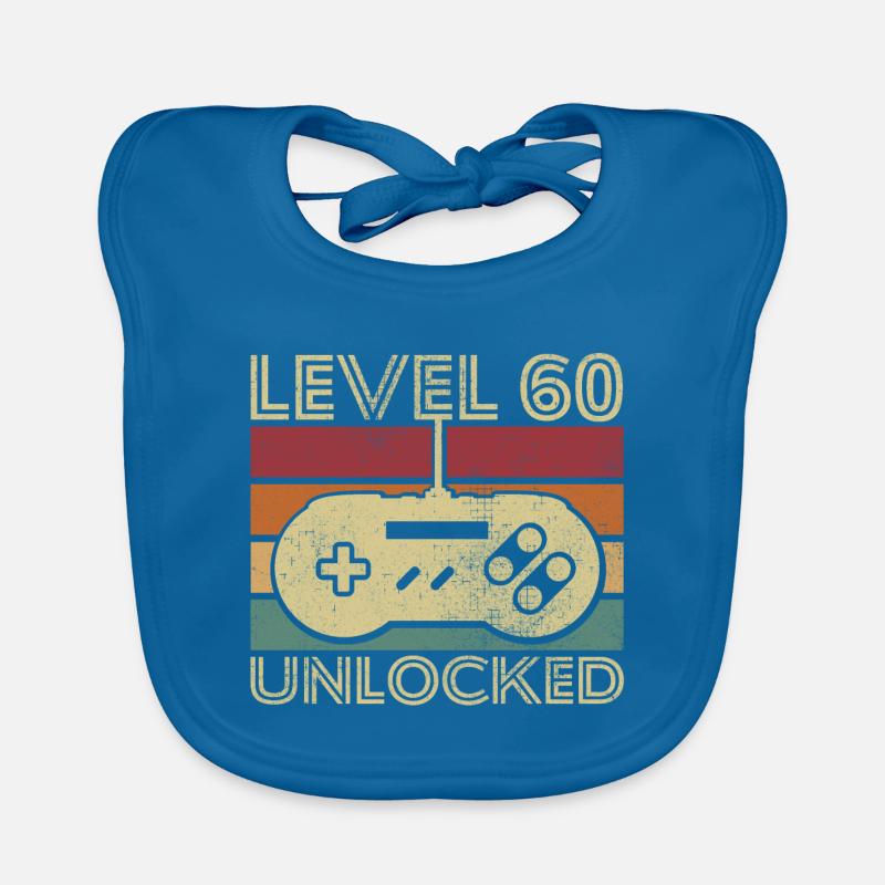 Level 60 unlocked Birthday Gift 60 years Organic Baby Bibs
