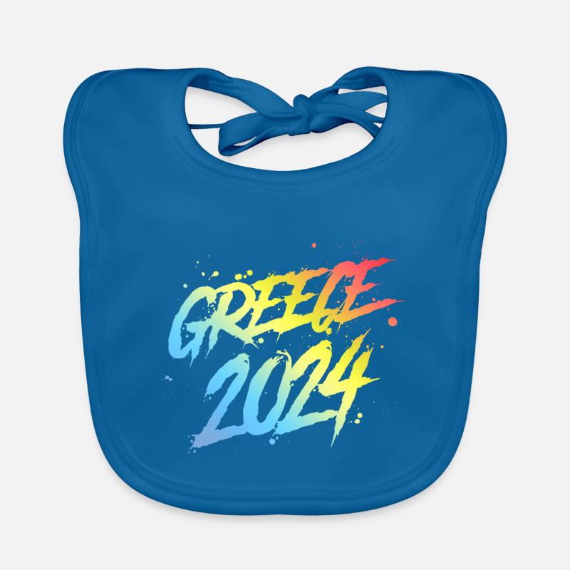 Grèce 2024 Équipe de vacances colorée Bavoir bio Bébé