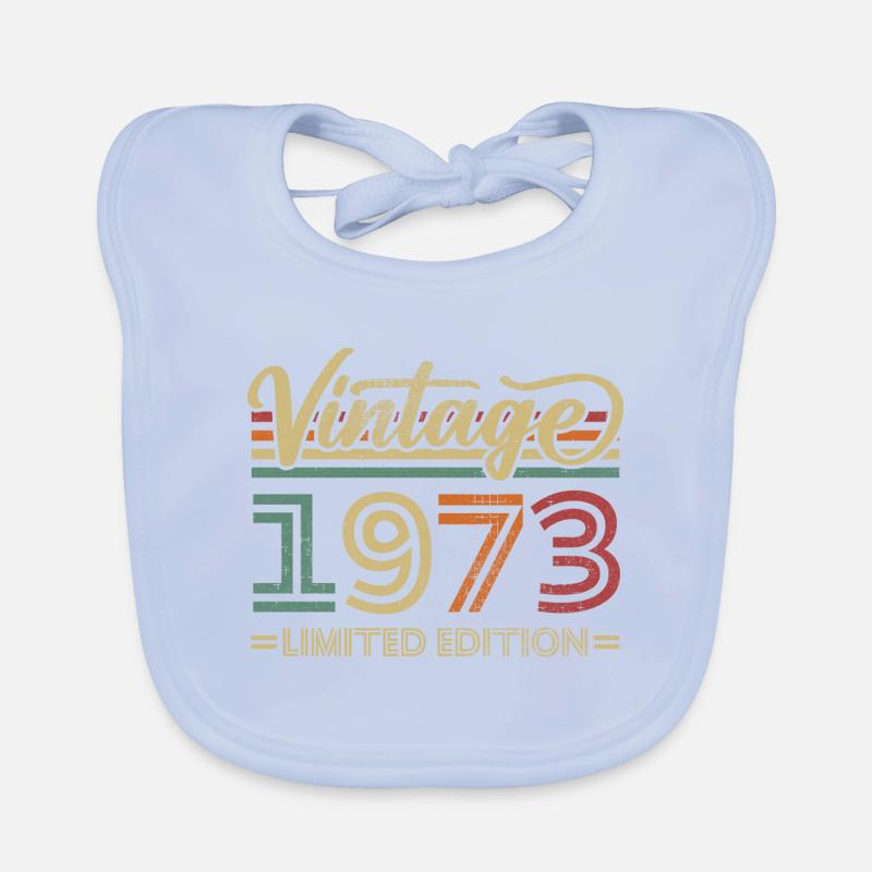 Vintage 1973 Retro Anniversary Organic Baby Bibs
