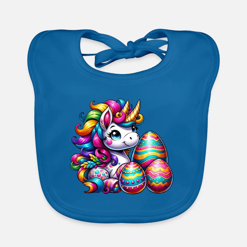 Ostern Einhorn & Bunte Eier Baby Bio-Lätzchen