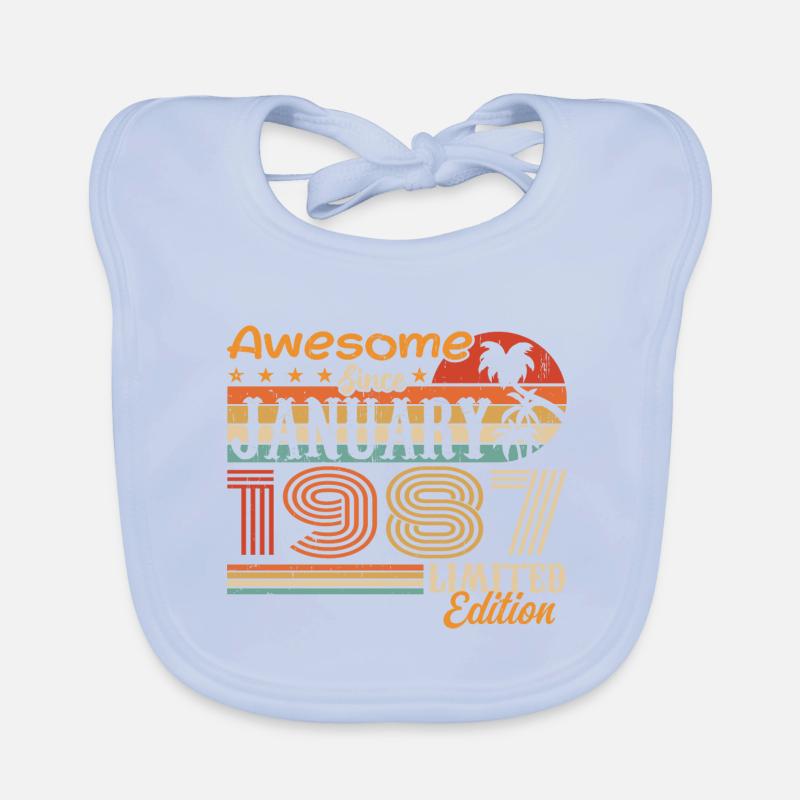 Birthday Gift - Born in January 1987 Organic Baby Bibs