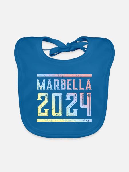 Marbella 2024 Bunt - Baby Bio-Lätzchen - Pfauenblau