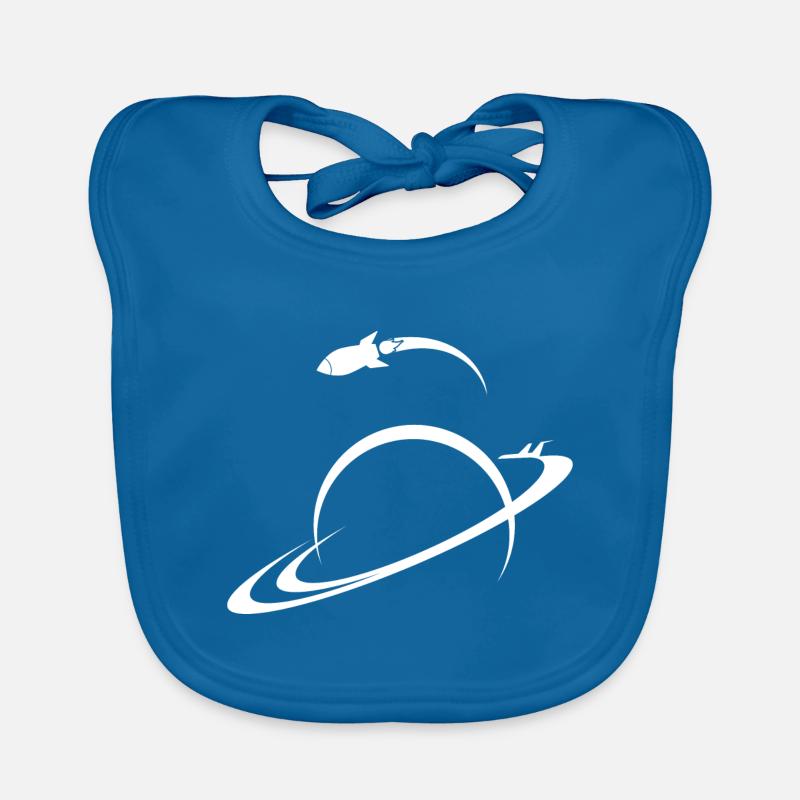 Space Ship Planet Earth Univers de Saturne Shuttle - Bavoir bio Bébé - bleu paon