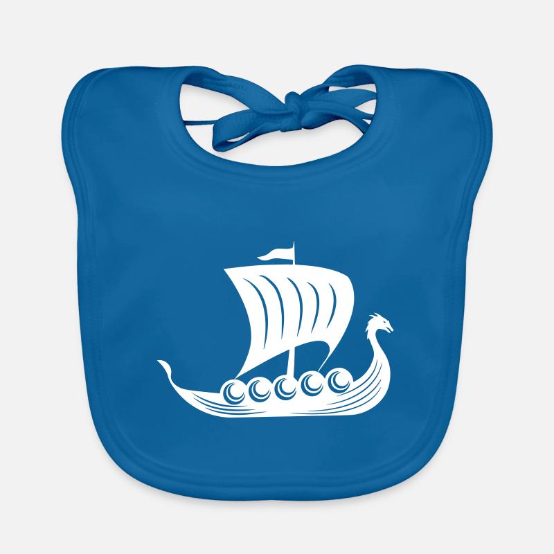 Bateau viking - Bavoir bio Bébé - bleu paon