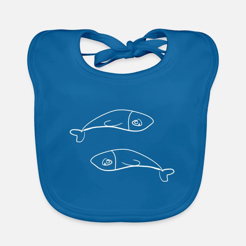 poissons animaux - Bavoir bio Bébé - bleu paon