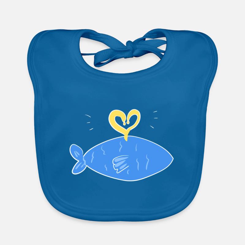 blauer fisch symbol herz licht Baby Bio-Lätzchen