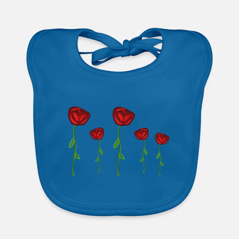 roses fleurs rouges fleur plante - Bavoir bio Bébé - bleu paon