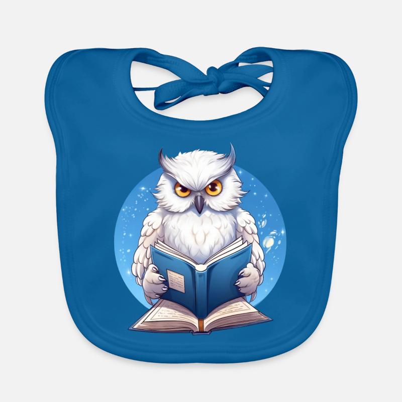 Weise Eule mit Buch - Lesendes Design Baby Bio-Lätzchen