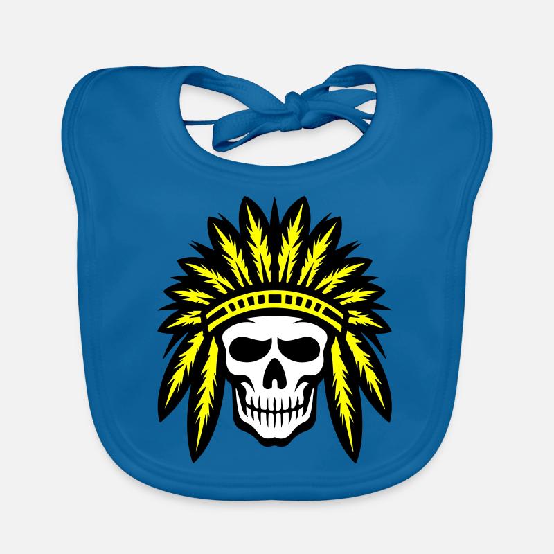 Apache Indian Chief Skull Organic Baby Bibs
