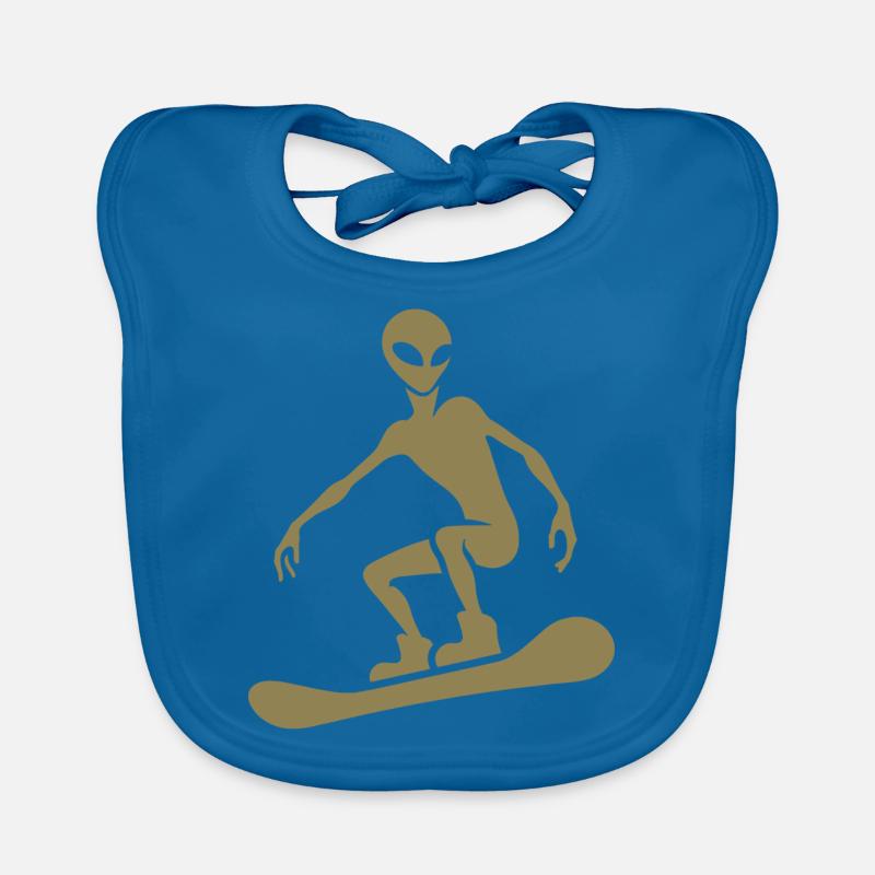 Minimalistisches Design: Alien Snowboarder Baby Bio-Lätzchen