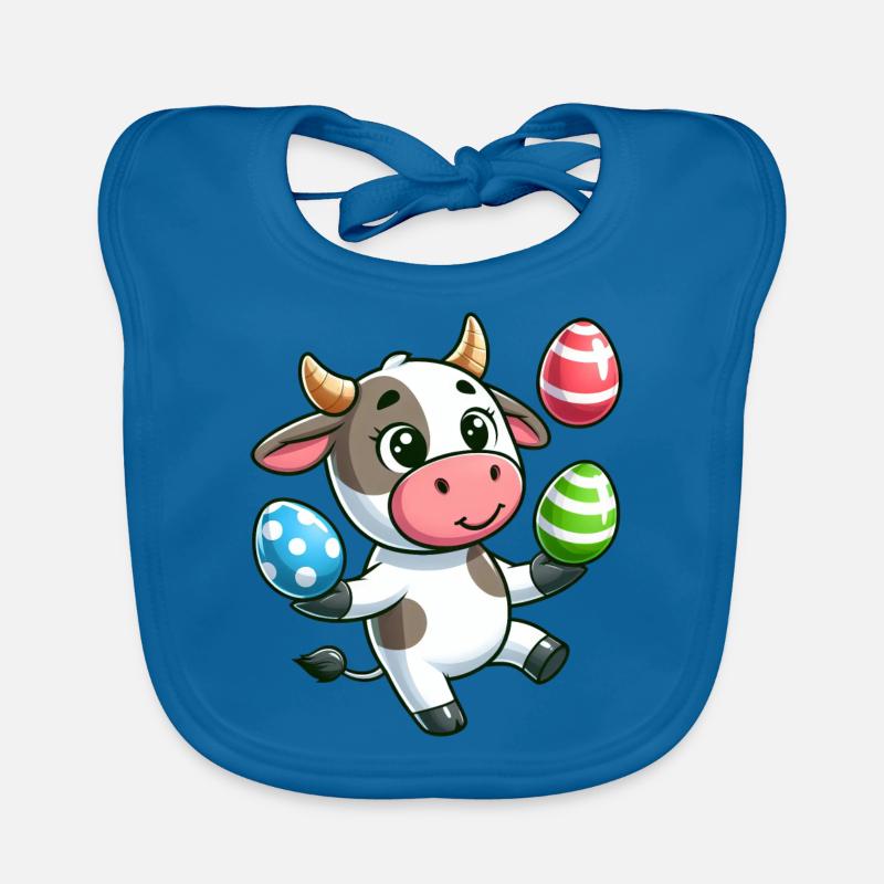 Conception d'artiste de jonglage de vache et de taureau d'oeuf de Pâques Bavoir bio Bébé