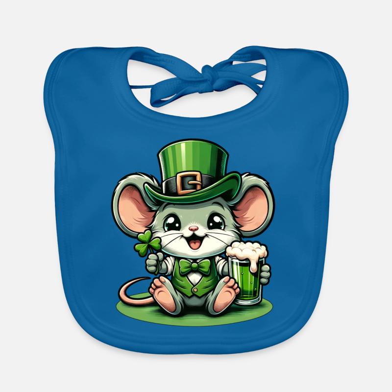 St. Patrick's Mouse in festive look Organic Baby Bibs