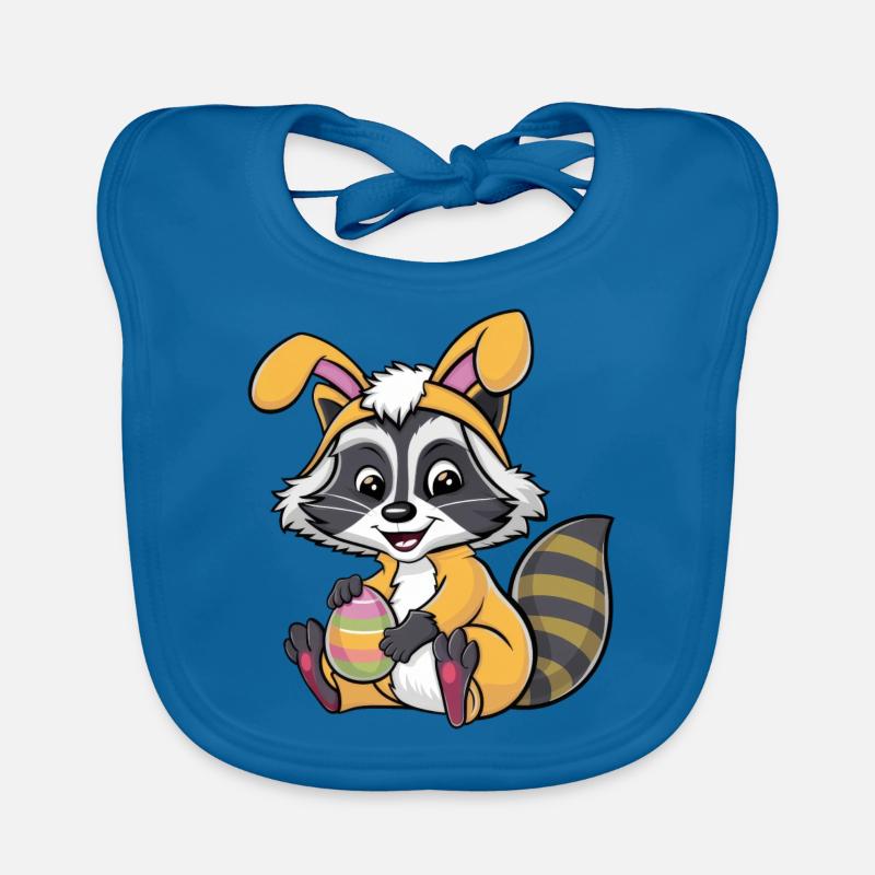 Raton laveur comme dessin animé de costume d’oeuf de lapin de Pâques Bavoir bio Bébé